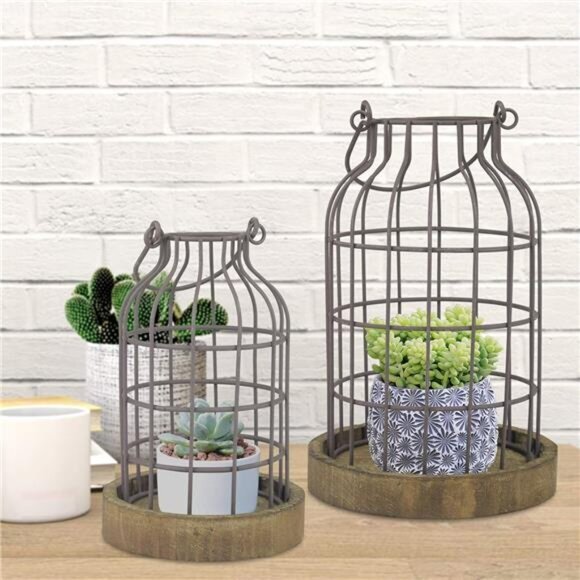 Brown Stonebriar SB-5393C 2PC Wire Metal Cloche Set - Picture 5 of 5